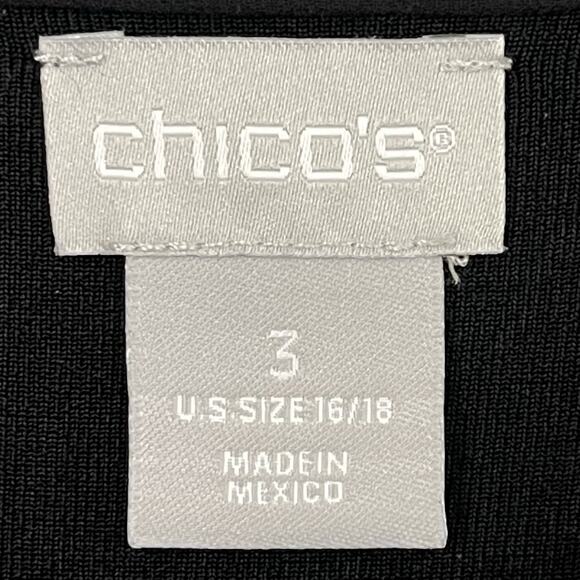 Chicos Travelers Chiffon Layered Blouse Size 3 US 16/18 Black Boat Neck Elegant - Picture 2 of 10